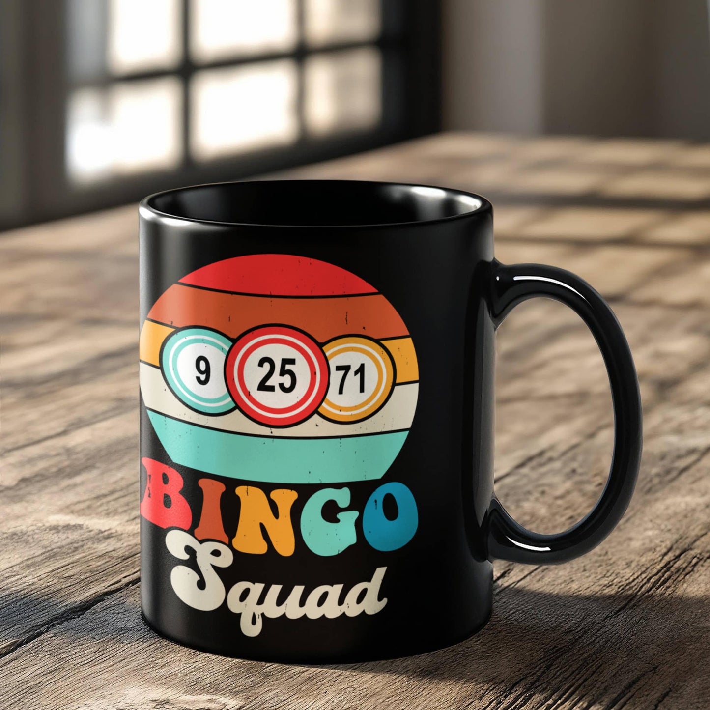 Bingo Squad - Black Ceramic Mug - Gift for Her - Gift for Him