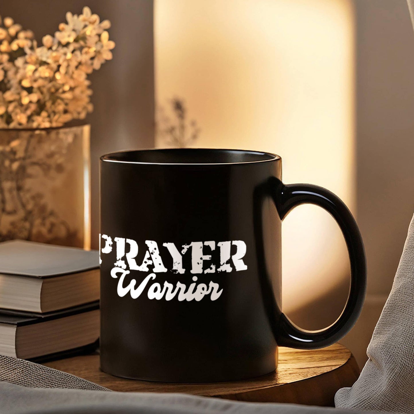 Prayer Warrior - Black Ceramic Mug 11oz. & 15oz. - Gift for Her - Gift for Him
