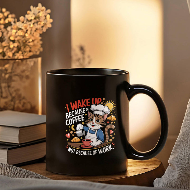 I Wake Up Because Of Coffee Not Because Of Work – Ceramic Mug – Gift for Her – Gift for Him
