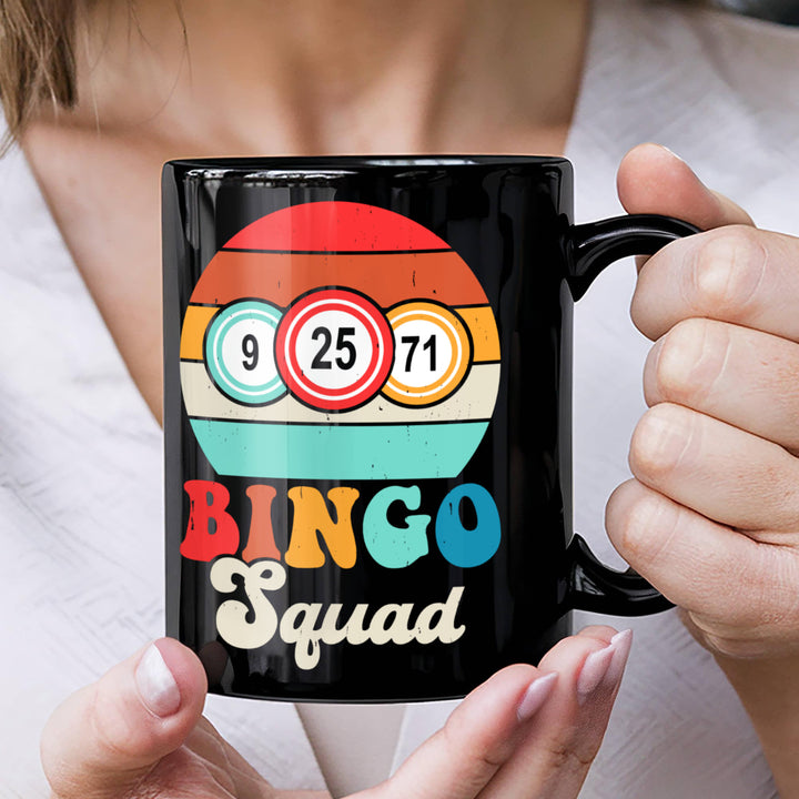 Bingo Squad Black Ceramic Mug – Gift for Her - Gift for Him