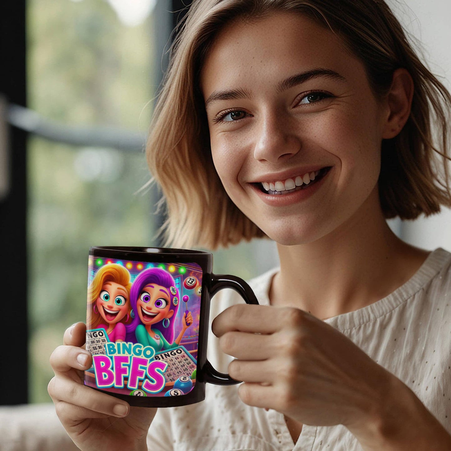 Bingo BFFS 2 - Black Ceramic Mug 11oz. & 15oz. - Gift for Her