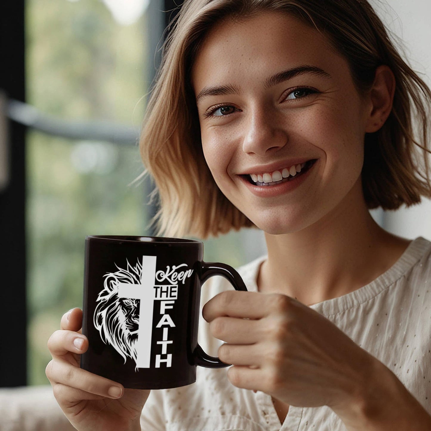 Keep The Faith 02 - Black Ceramic Mug 11oz. & 15oz. - Gift for Her - Gift for Him