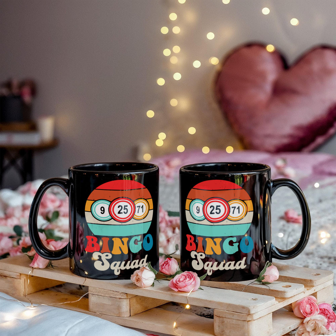 Bingo Squad Black Ceramic Mug – Gift for Her - Gift for Him