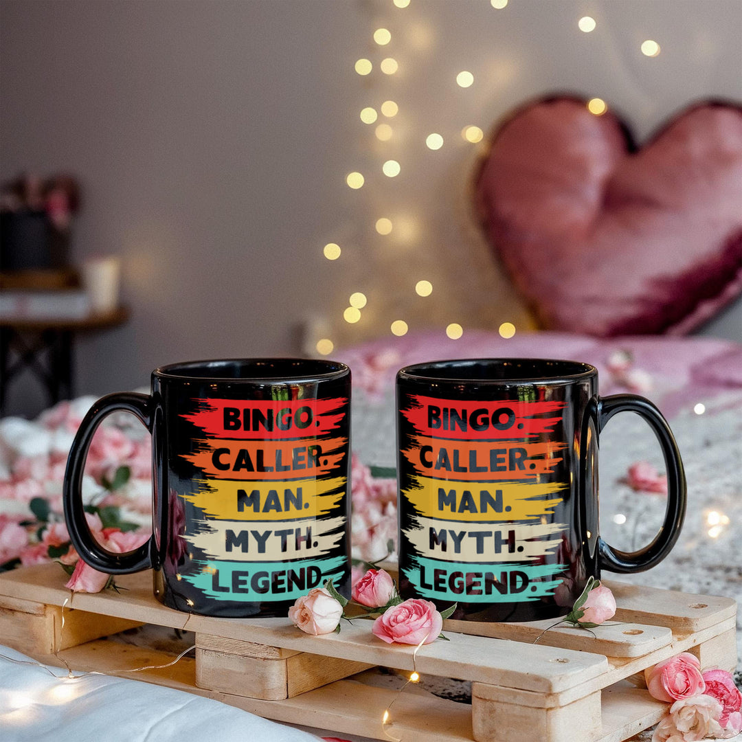 Bingo Caller Man Myth Legend Black Ceramic Mug – Gift for Him