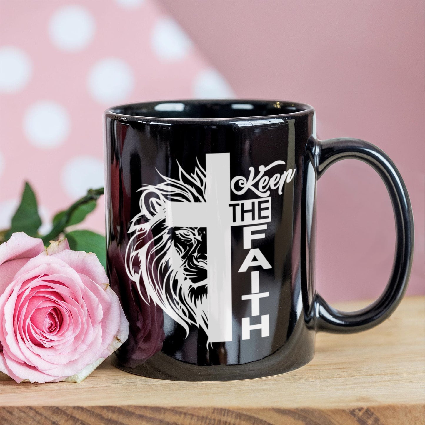Keep The Faith 02 - Black Ceramic Mug 11oz. & 15oz. - Gift for Her - Gift for Him