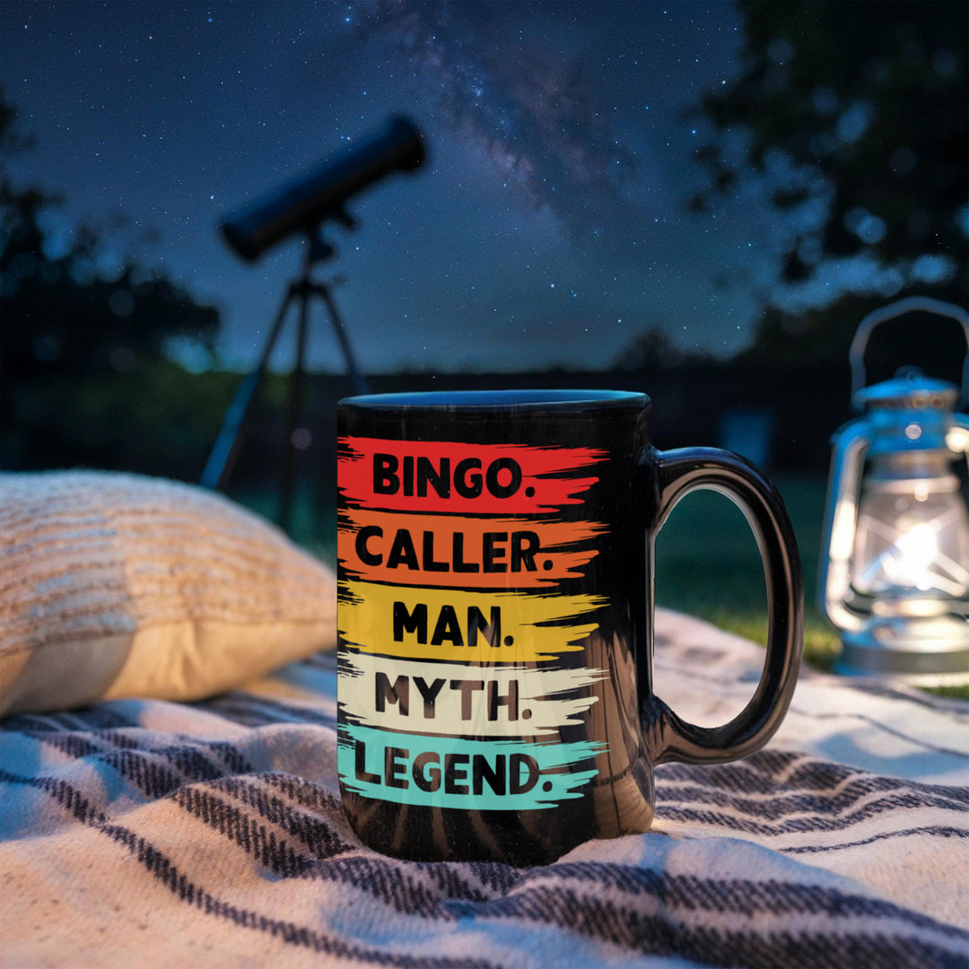Bingo Caller Man Myth Legend Black Ceramic Mug – Gift for Him