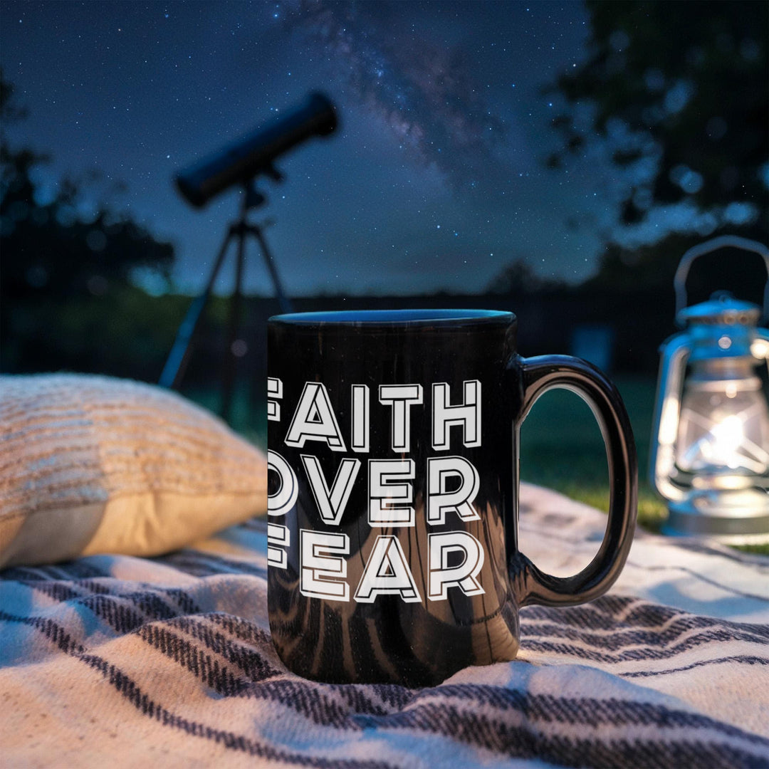 Faith Over Fear – Black Ceramic Mug – Gift for Her - Gift for Him