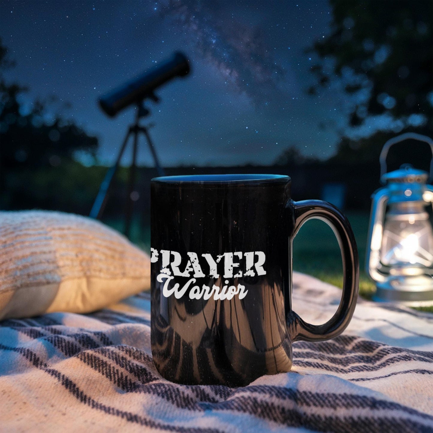 Prayer Warrior - Black Ceramic Mug 11oz. & 15oz. - Gift for Her - Gift for Him