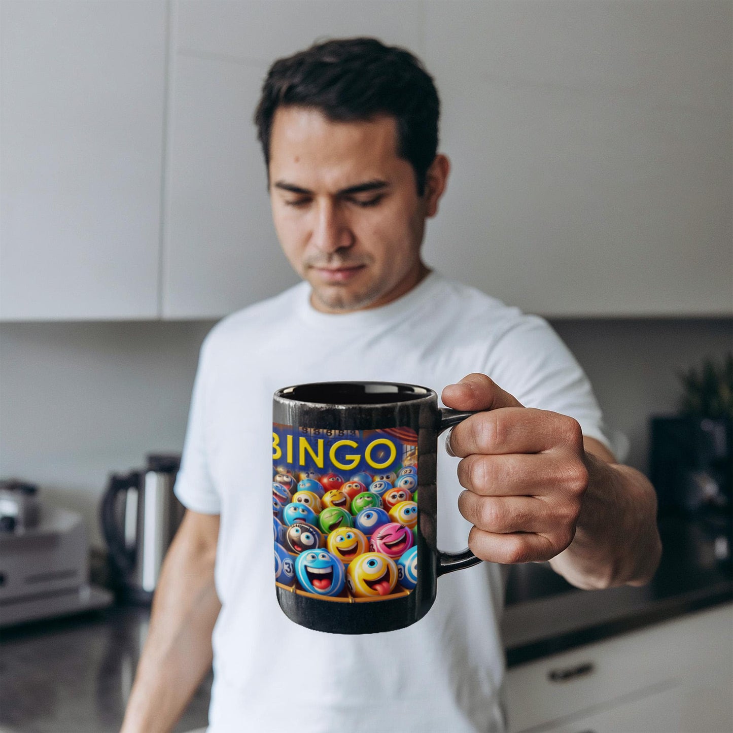 Bingo 01 - Black Ceramic Mug 11oz. & 15oz. - Gift for Her - Gift for Him