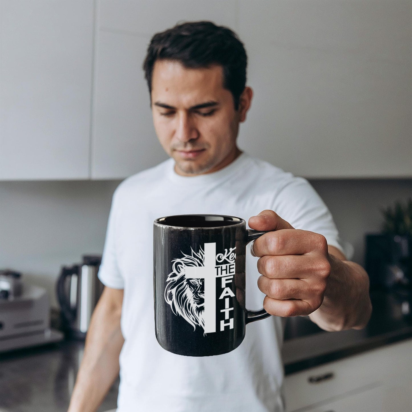 Keep The Faith 02 - Black Ceramic Mug 11oz. & 15oz. - Gift for Her - Gift for Him