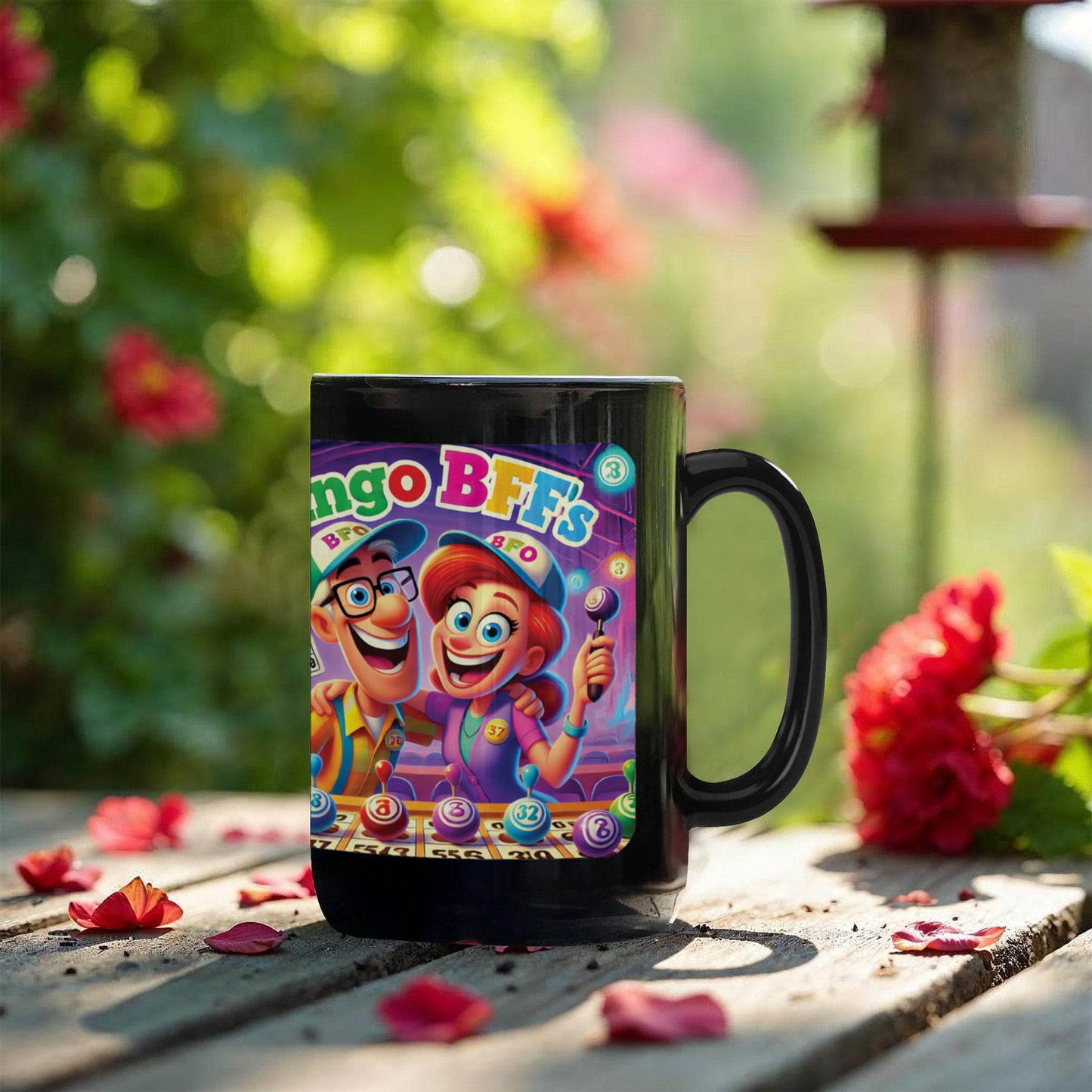 Bingo BFFS 1 - Black Ceramic Mug 11oz. & 15oz. - Gift for Her - Gift for Him