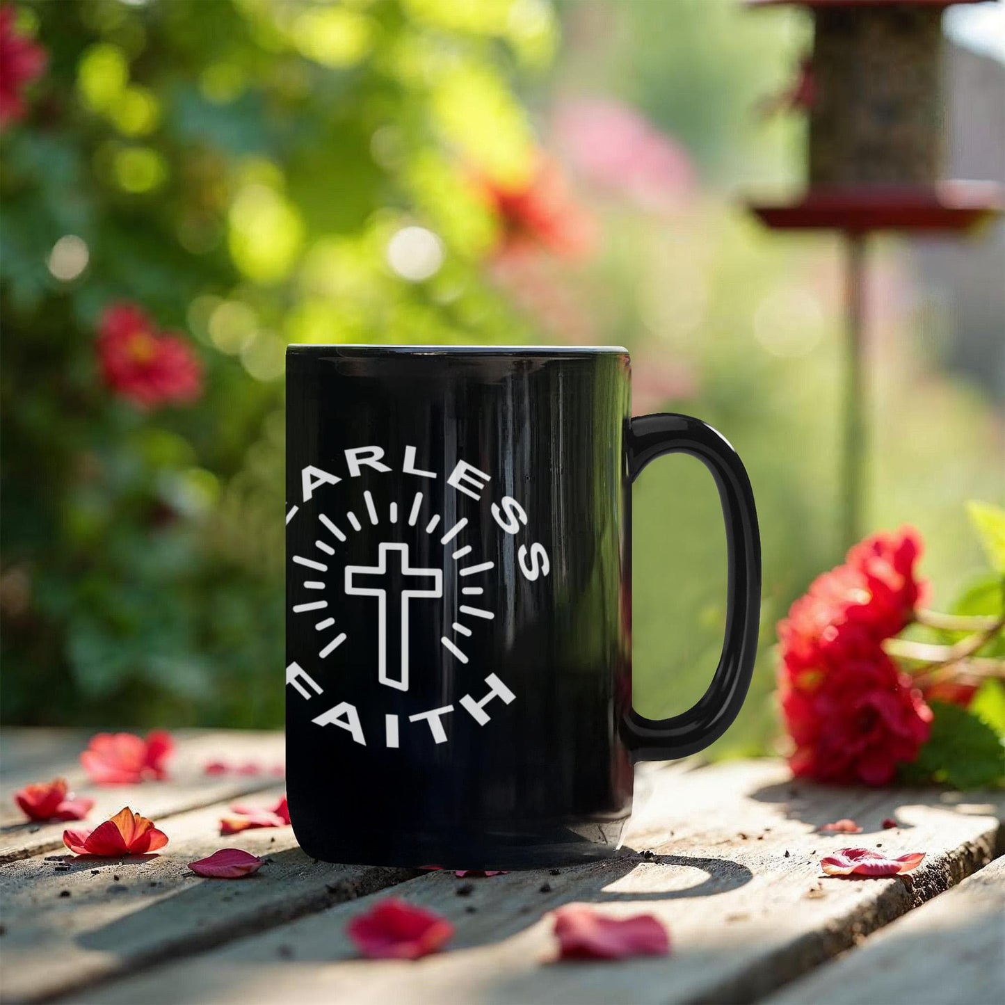Fearless Faith - Black Ceramic Mug 11oz. & 15oz. - Gift for Her - Gift for Him