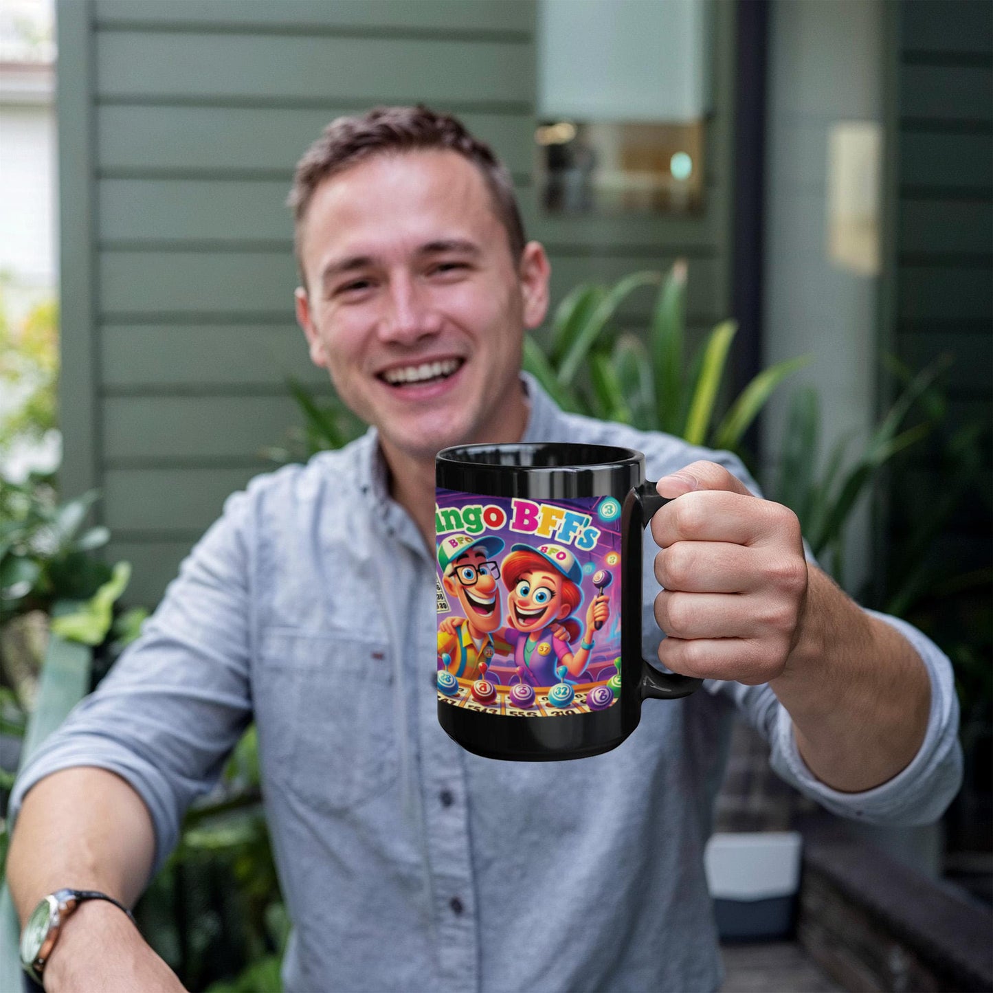 Bingo BFFS 1 - Black Ceramic Mug 11oz. & 15oz. - Gift for Her - Gift for Him
