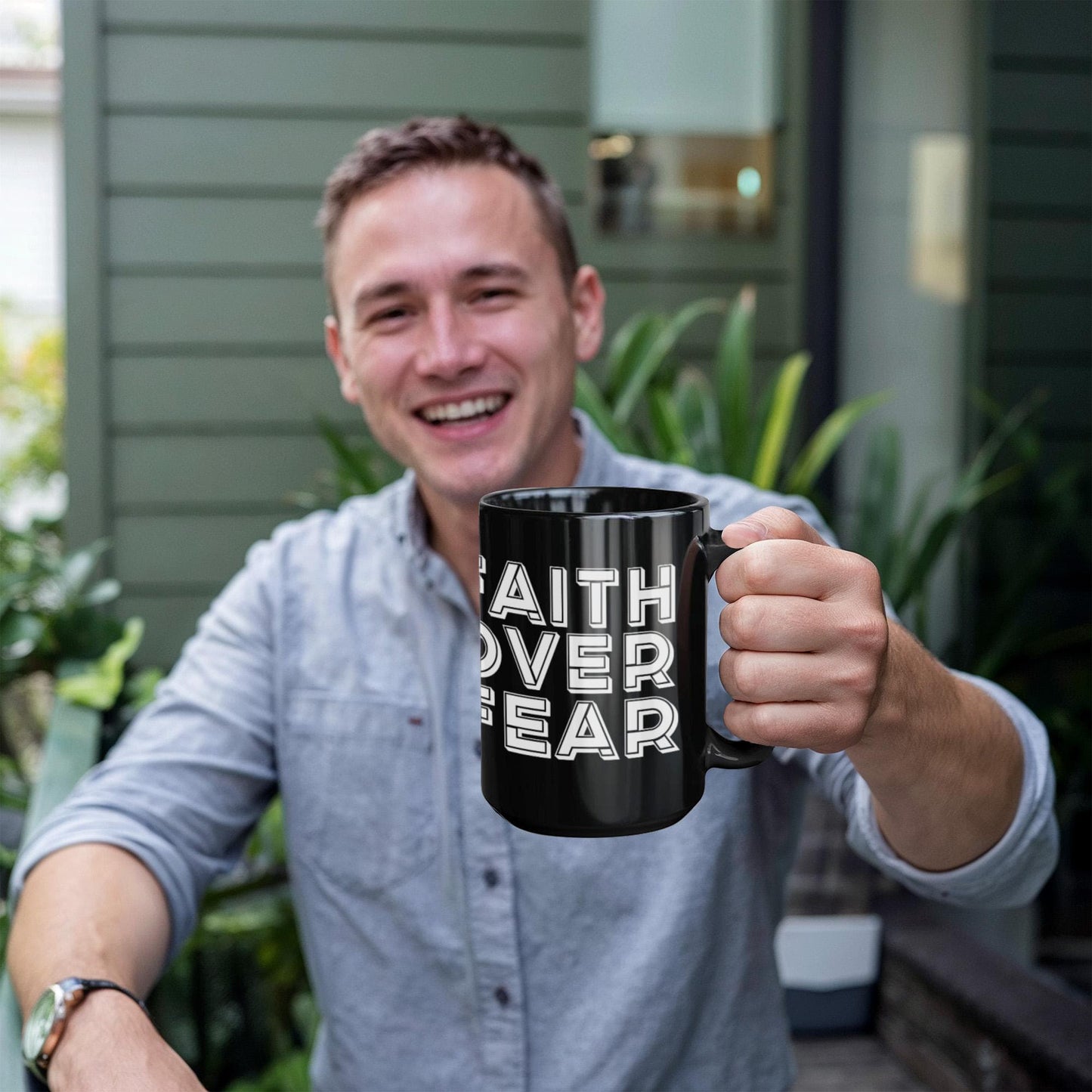 Faith Over Fear - Black Ceramic Mug 11oz. & 15oz. - Gift for Her - Gift for Him