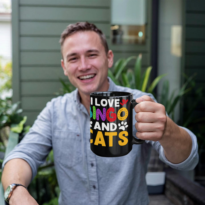 I Love Bingo And Cats Black Ceramic Mug – Gift for Her - Gift for Him