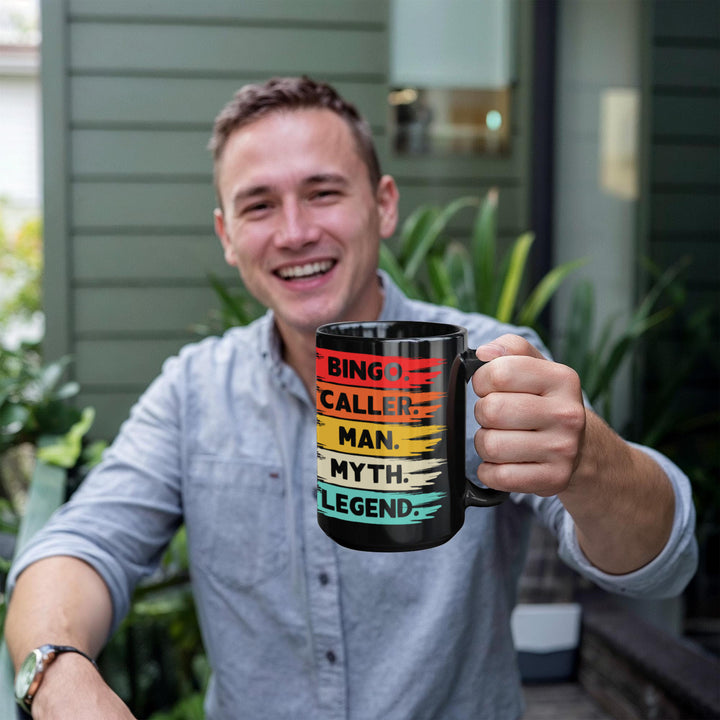 Bingo Caller Man Myth Legend Black Ceramic Mug – Gift for Him