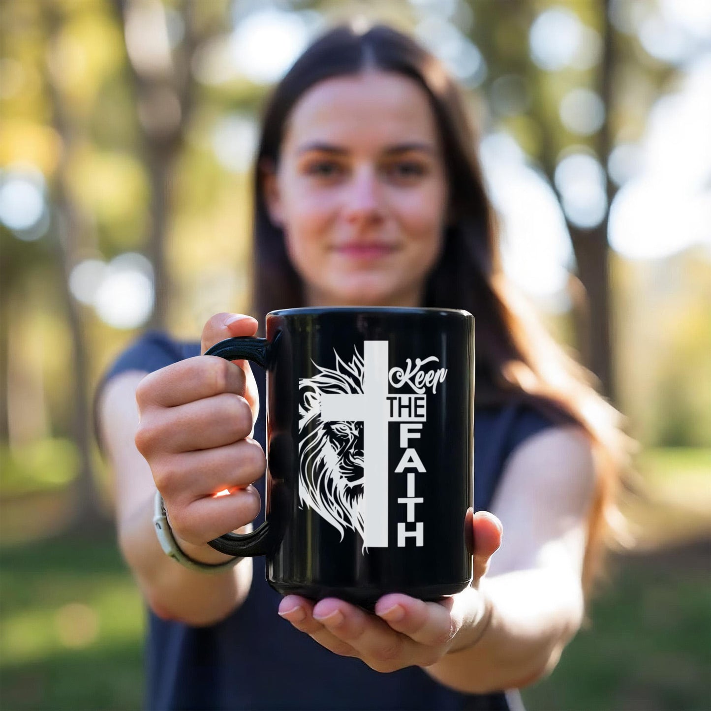 Keep The Faith 02 - Black Ceramic Mug 11oz. & 15oz. - Gift for Her - Gift for Him