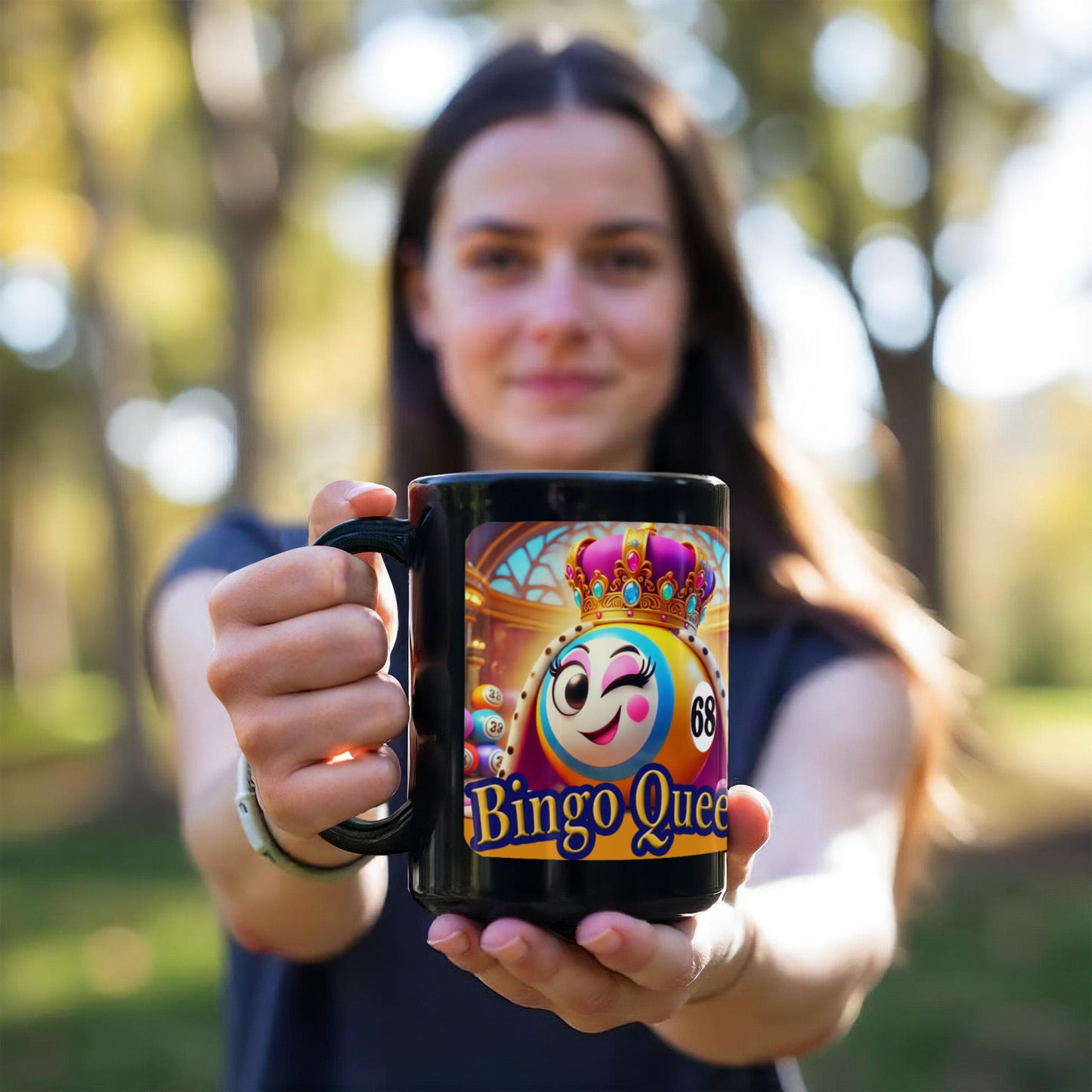 Bingo Queen - Black Ceramic Mug 11oz. & 15oz. - Gift for Her