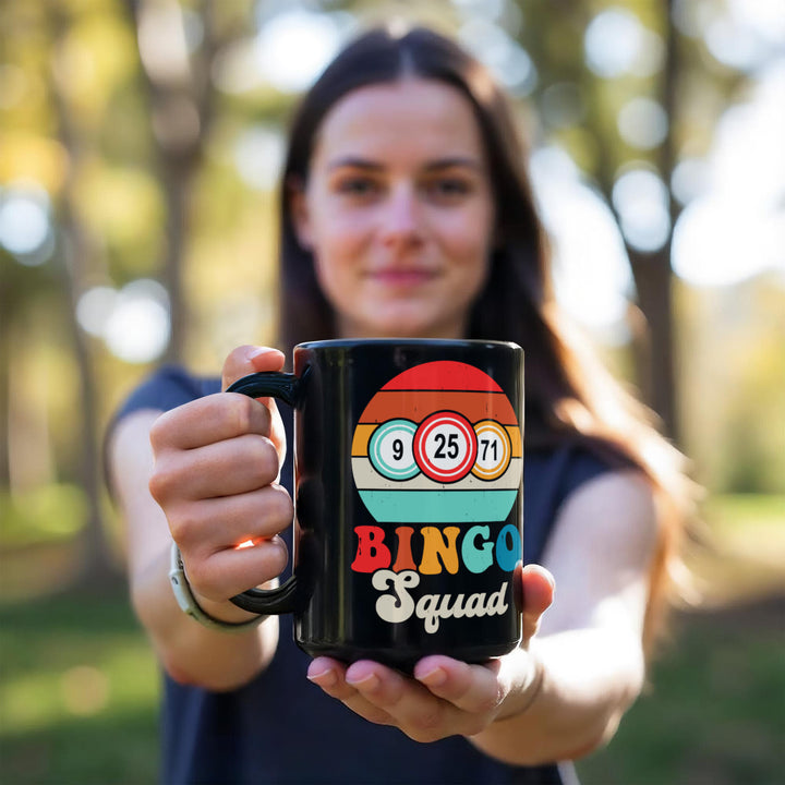 Bingo Squad Black Ceramic Mug – Gift for Her - Gift for Him