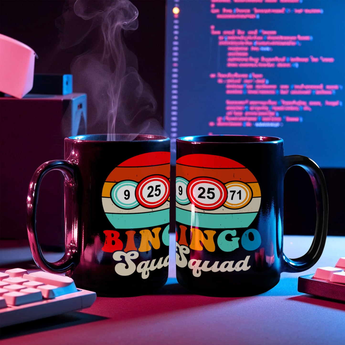 Bingo Squad - Black Ceramic Mug - Gift for Her - Gift for Him