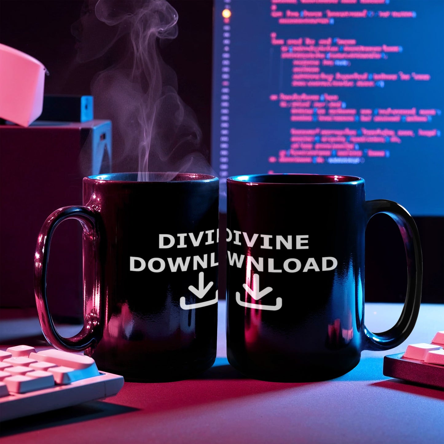Divine Download - Black Ceramic Mug 11oz. & 15oz. - Gift for Her - Gift for Him