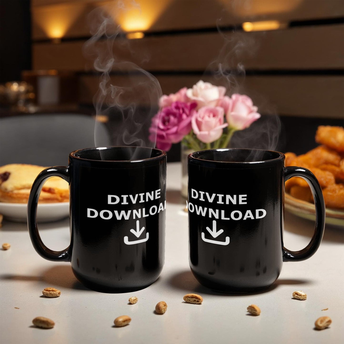 Divine Download - Black Ceramic Mug 11oz. & 15oz. - Gift for Her - Gift for Him