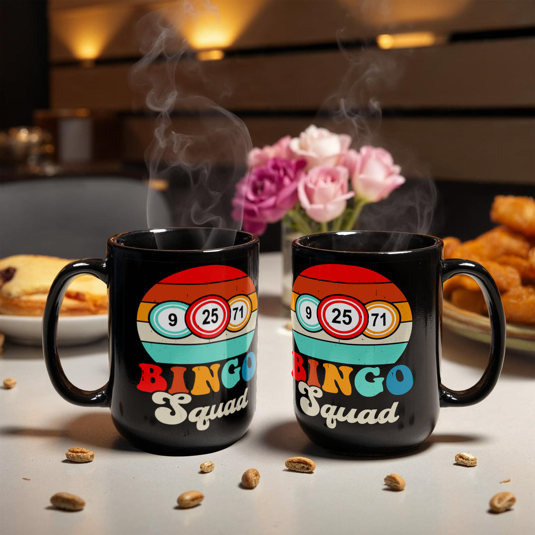 Bingo Squad Black Ceramic Mug – Gift for Her - Gift for Him