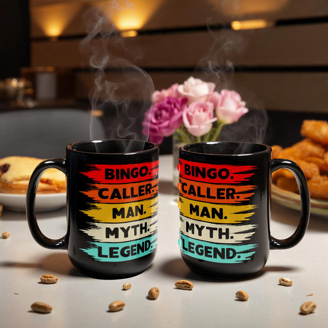 Bingo Caller Man Myth Legend Black Ceramic Mug – Gift for Him