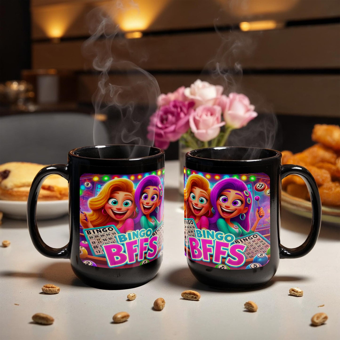 Bingo BFFS 2 - Black Ceramic Mug 11oz. & 15oz. - Gift for Her