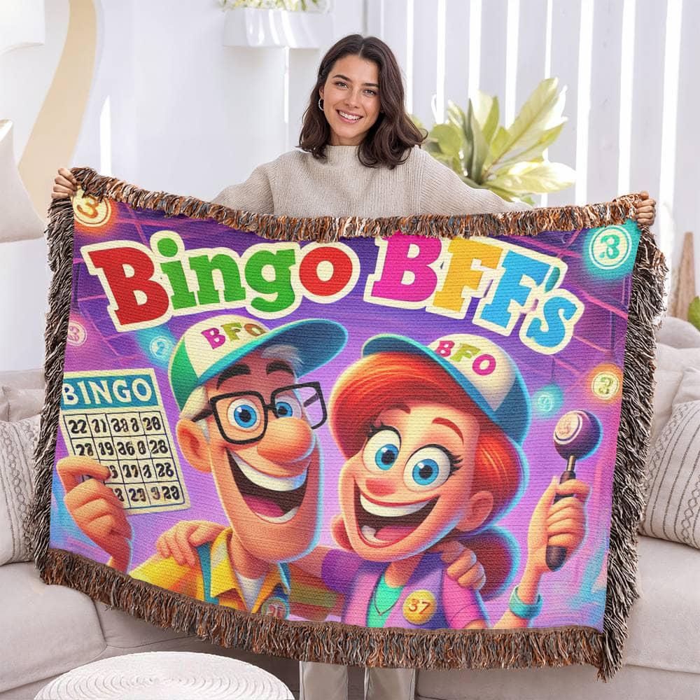 Bingo BFFS 1 - Photo Heirloom Woven Blanket (Landscape) - Gift for Her - Gift for Him