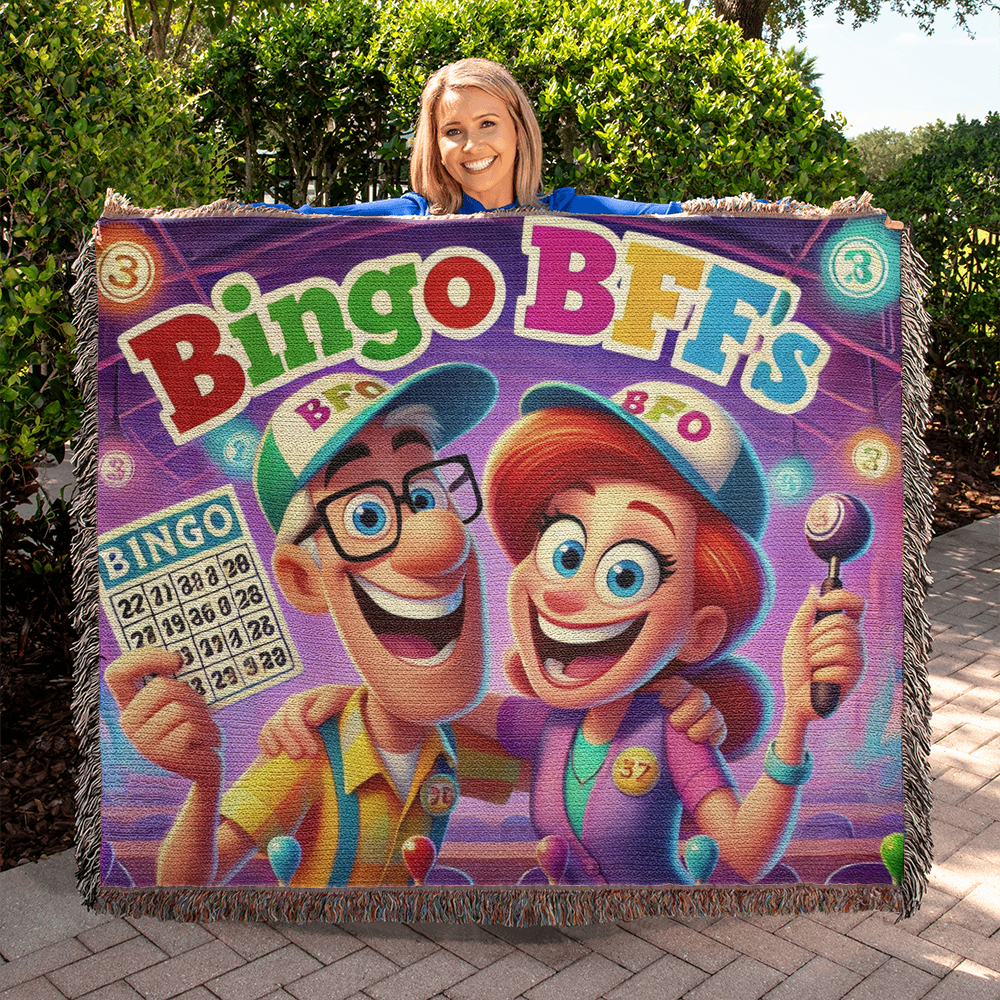 Bingo BFFS 1 - Photo Heirloom Woven Blanket (Landscape) - Gift for Her - Gift for Him