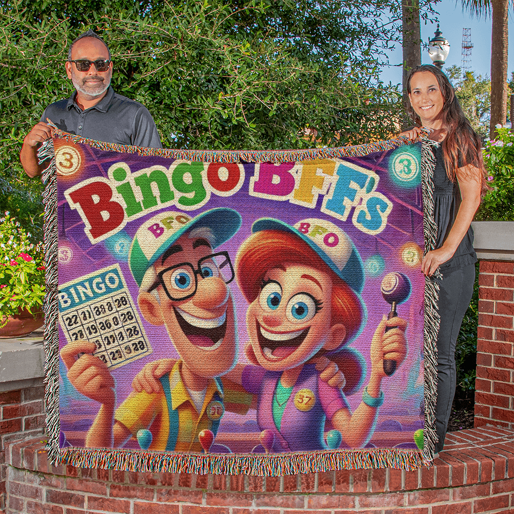 Bingo BFFS 1 - Photo Heirloom Woven Blanket (Landscape) - Gift for Her - Gift for Him