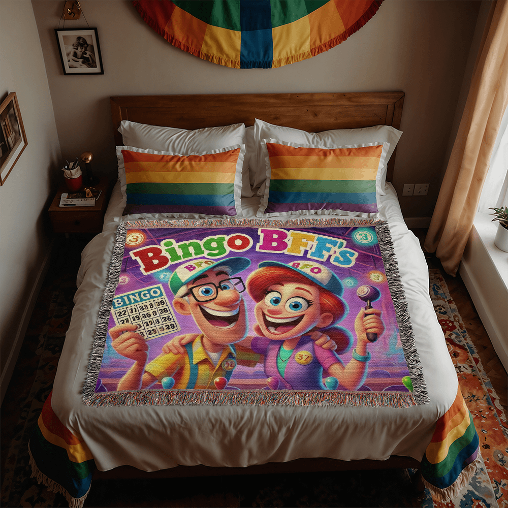 Bingo BFFS 1 - Photo Heirloom Woven Blanket (Landscape) - Gift for Her - Gift for Him