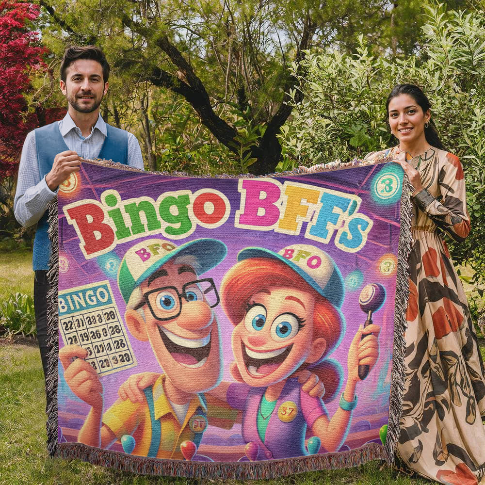 Bingo BFFS 1 - Photo Heirloom Woven Blanket (Landscape) - Gift for Her - Gift for Him