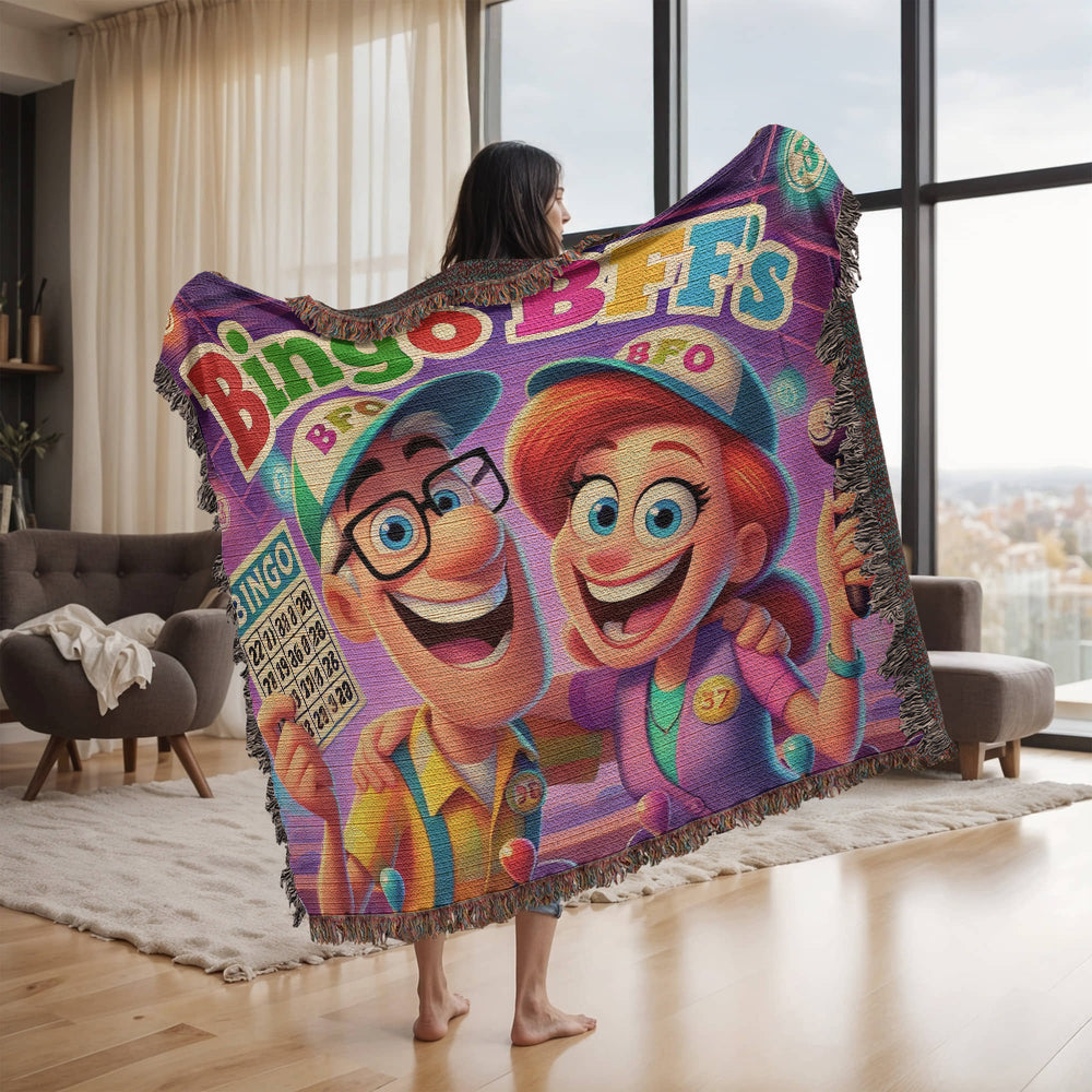 Bingo BFFS 1 - Photo Heirloom Woven Blanket (Landscape) - Gift for Her - Gift for Him