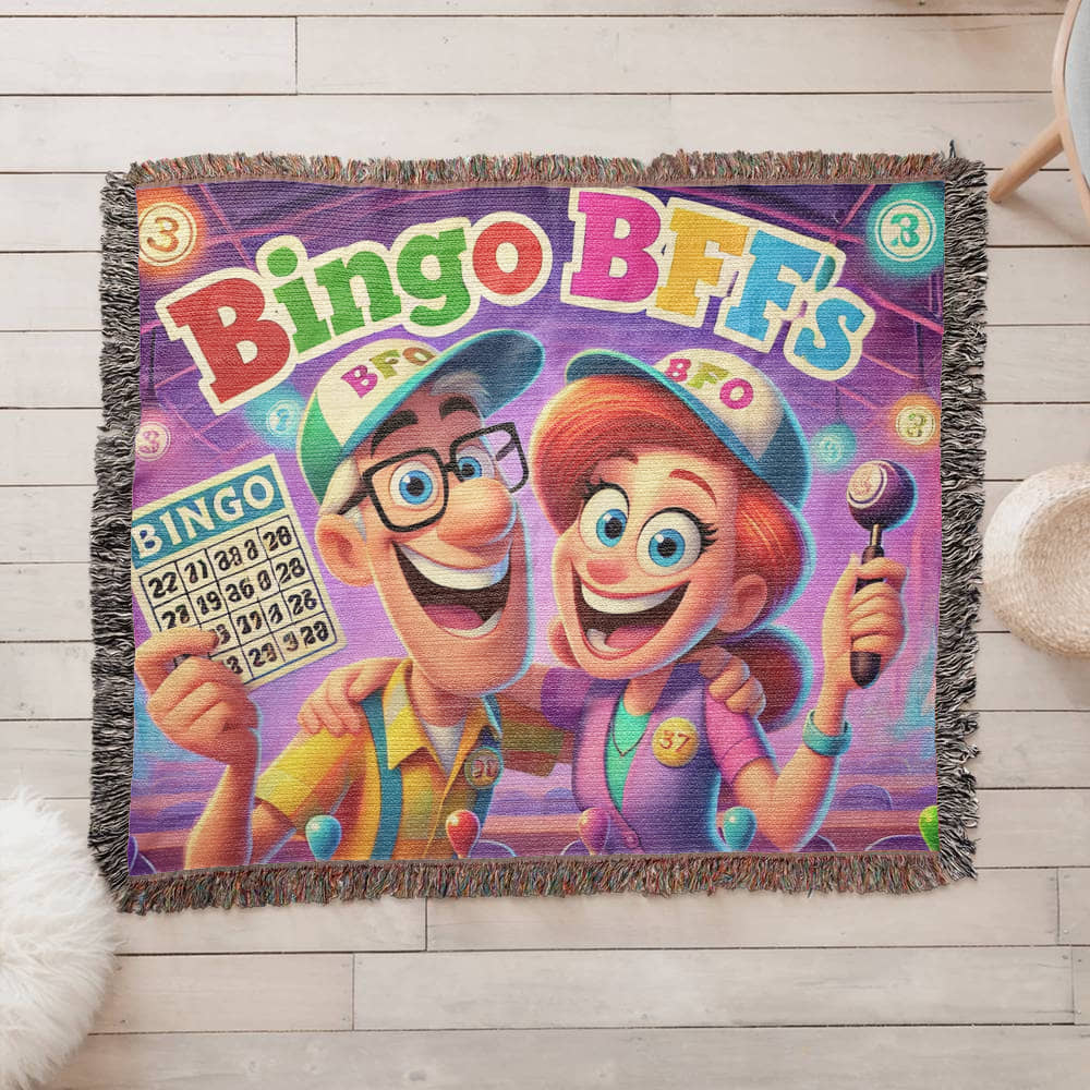 Bingo BFFS 1 - Photo Heirloom Woven Blanket (Landscape) - Gift for Her - Gift for Him
