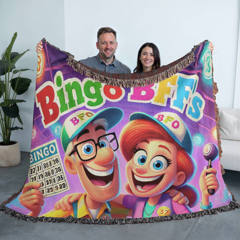 Bingo BFFS 1 - Photo Heirloom Woven Blanket (Landscape) - Gift for Her - Gift for Him