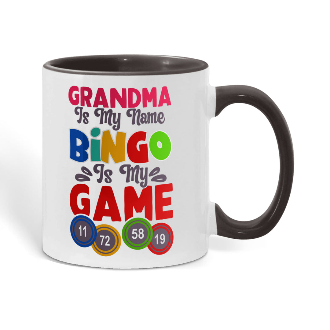 Grandma Is My Name Bingo Is My Game Color Accent Mug – Gift for Grandma