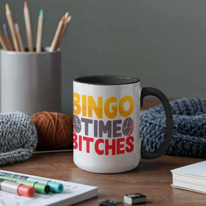 Bingo Time Bitches Color Accent Mug – Gift for Her