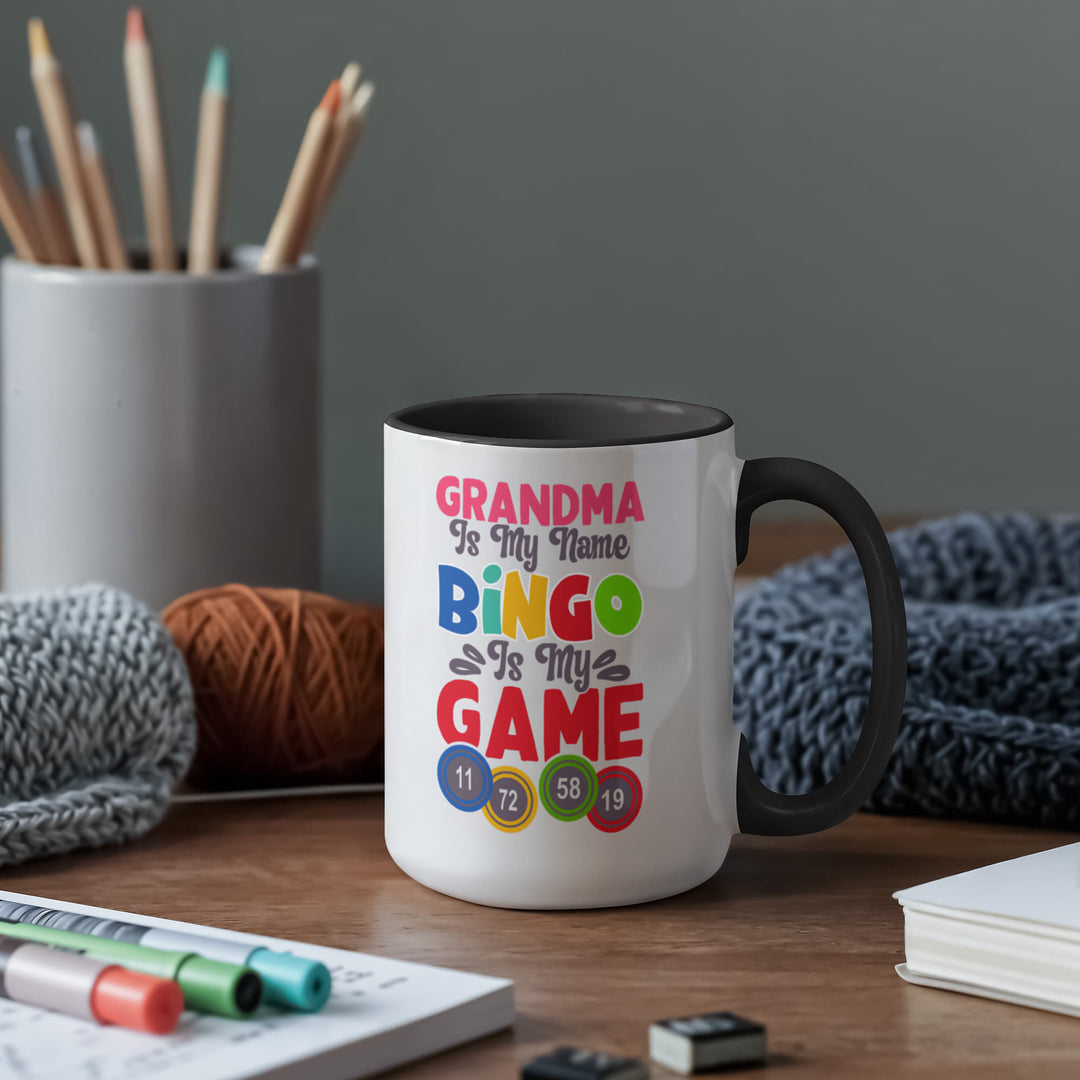 Grandma Is My Name Bingo Is My Game Color Accent Mug – Gift for Grandma