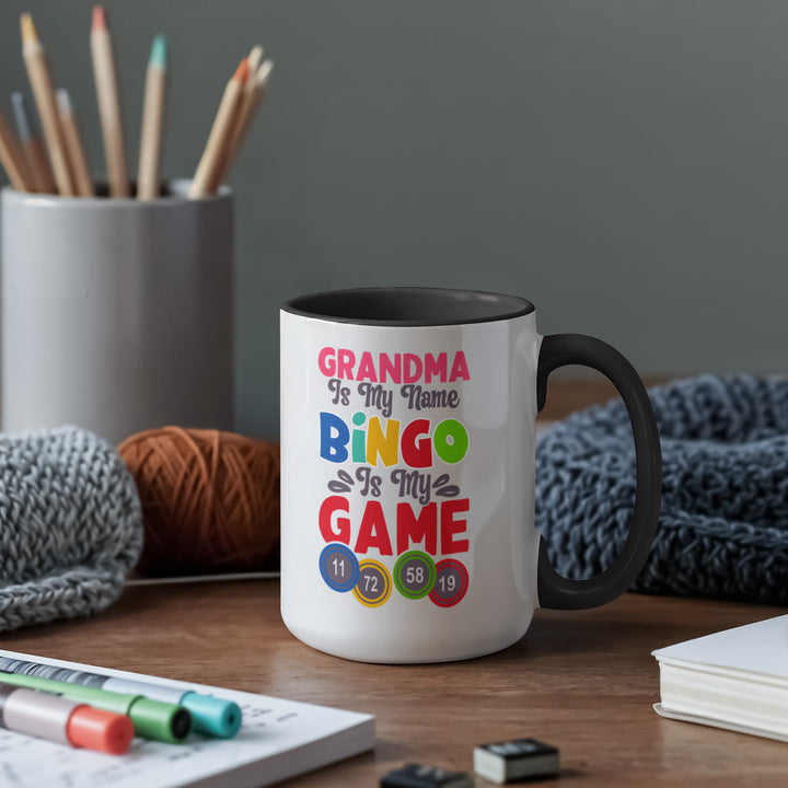 Grandma Is My Name Bingo Is My Game Color Accent Mug – Gift for Grandma