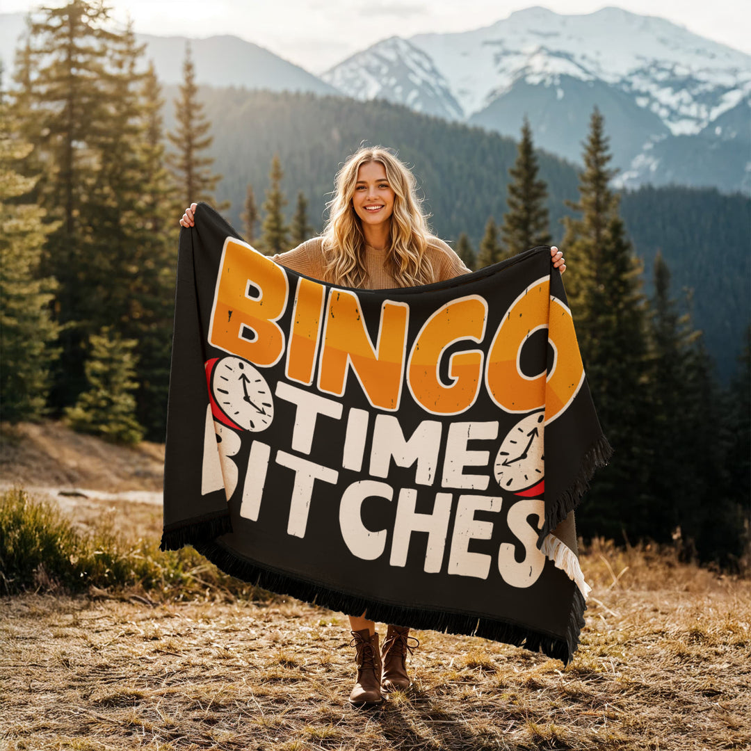 Bingo Time Bitches Woven Blanket – Gift for Her
