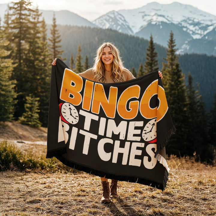 Bingo Time Bitches Woven Blanket – Gift for Her