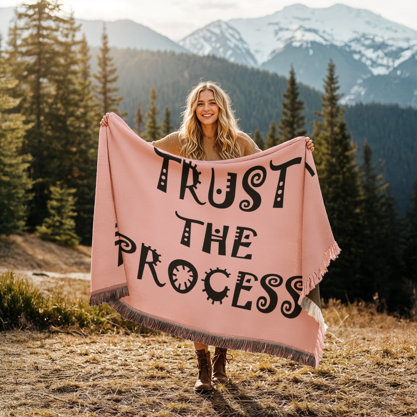 Trust The Process - Printed Woven Blanket (Landscape) - Gift for Her - Gift for Him