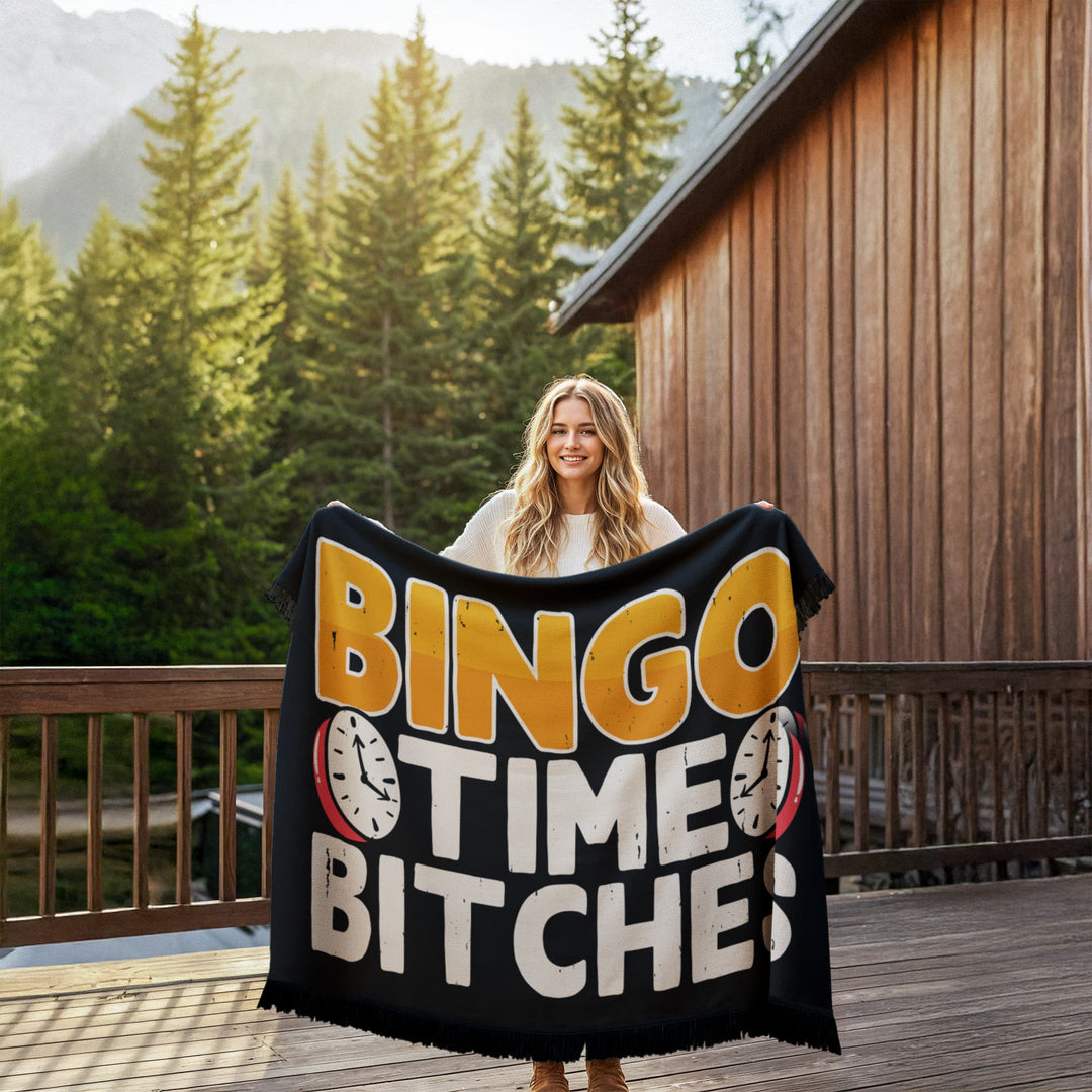 Bingo Time Bitches Woven Blanket – Gift for Her