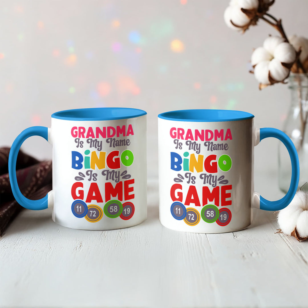 Grandma Is My Name Bingo Is My Game Color Accent Mug – Gift for Grandma