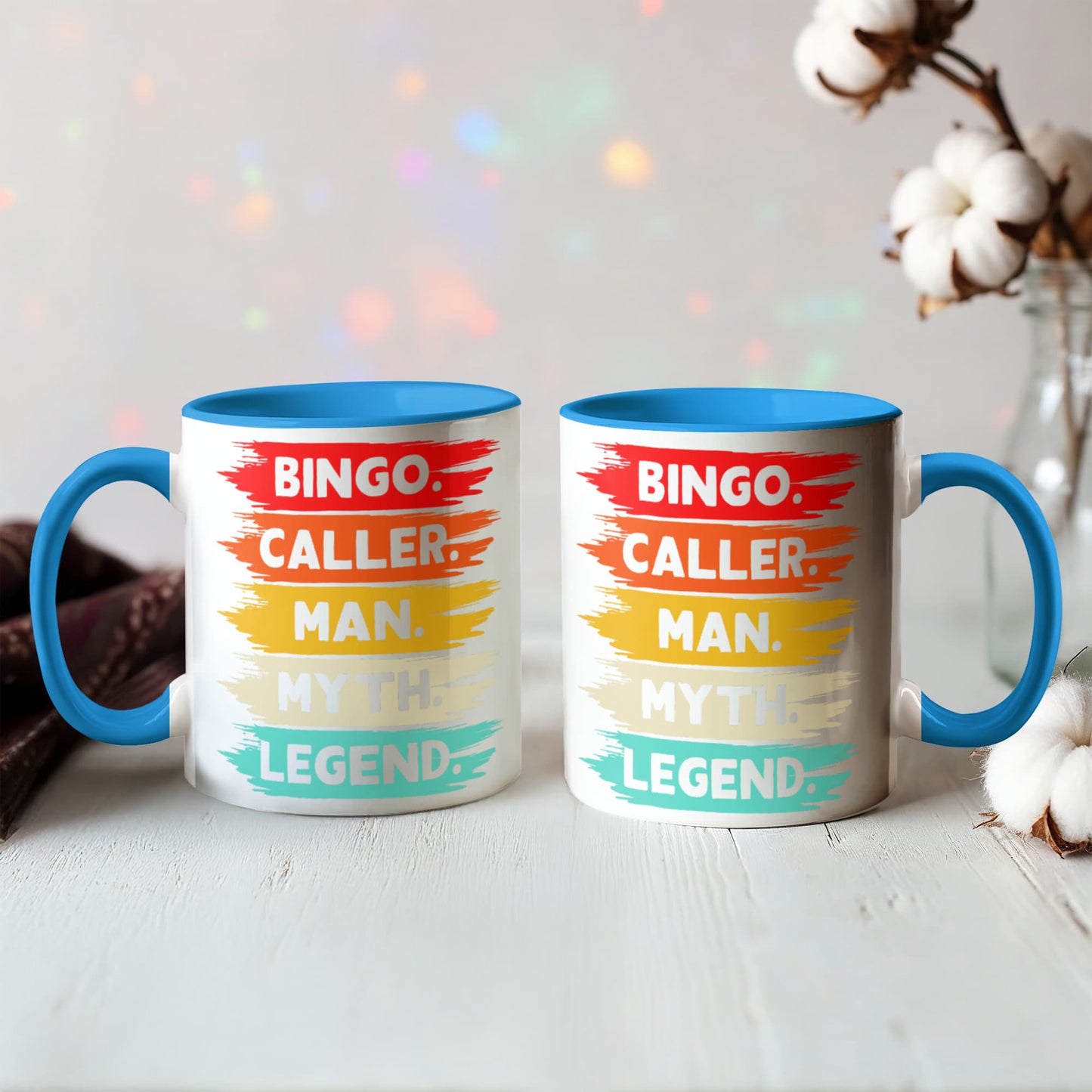 Bingo. Caller. Man. Myth. Legend.- Color Accent Mug - Gift for Him