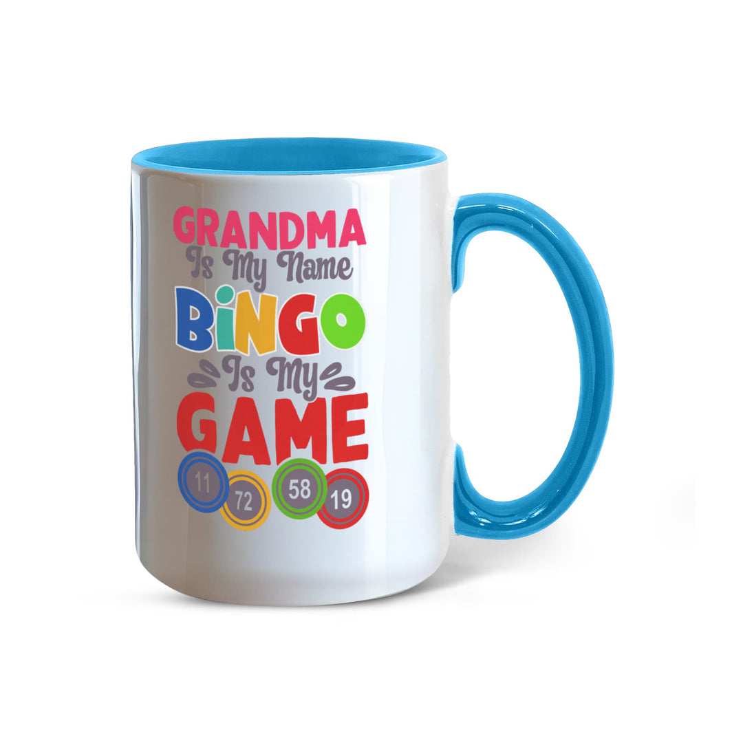 Grandma Is My Name Bingo Is My Game Color Accent Mug – Gift for Grandma