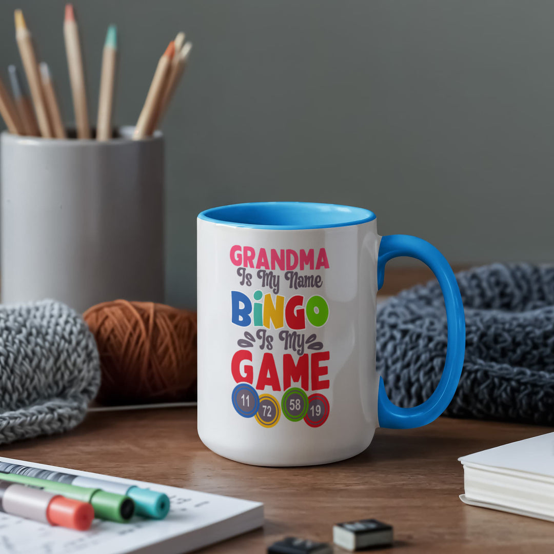 Grandma Is My Name Bingo Is My Game Color Accent Mug – Gift for Grandma