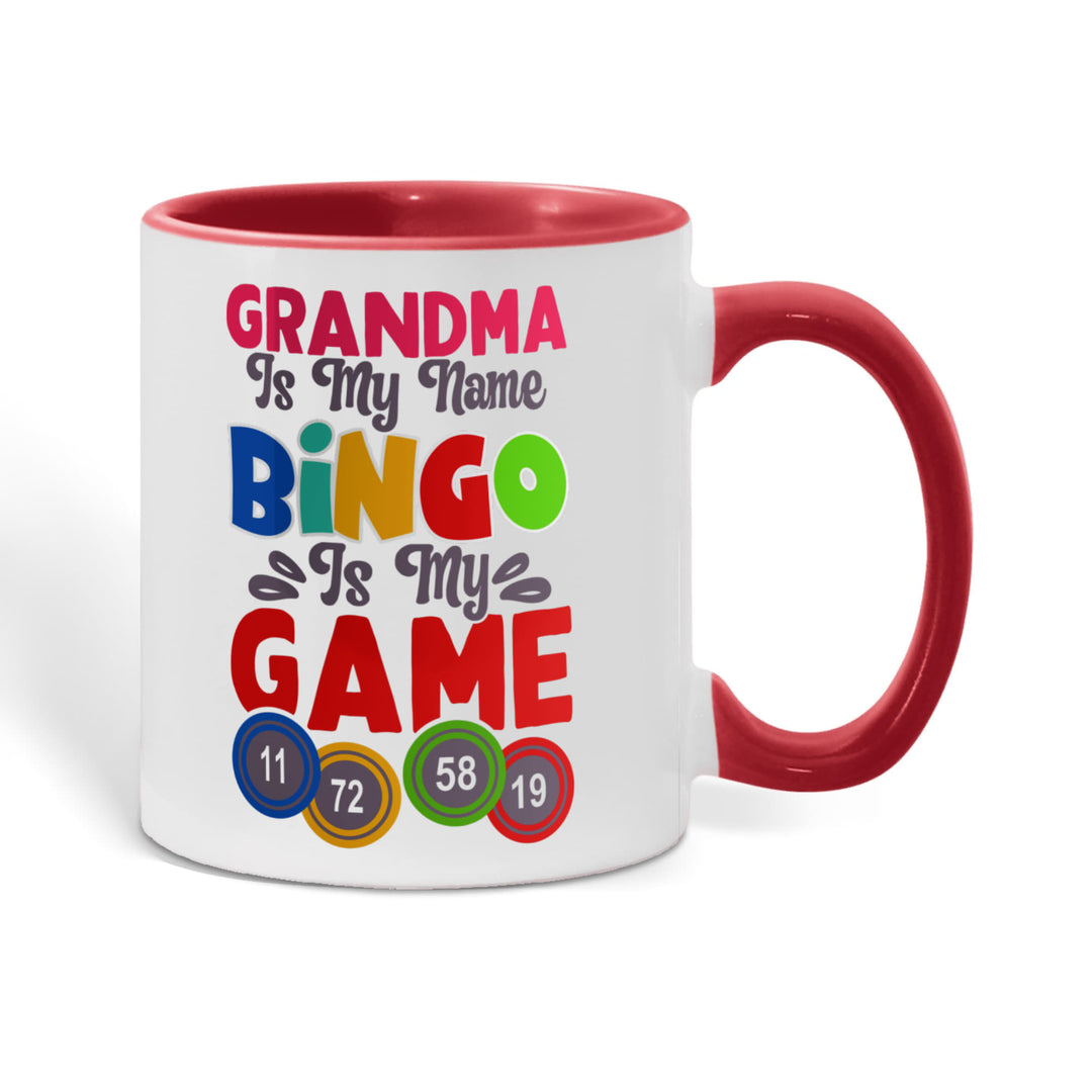 Grandma Is My Name Bingo Is My Game Color Accent Mug – Gift for Grandma